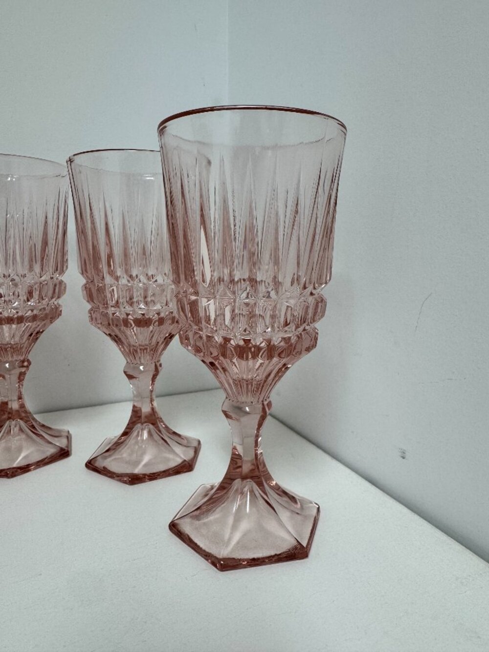 Fostoria Heritage Pink Water Goblets Set of 4 Made in USA - Picture 5 of 5